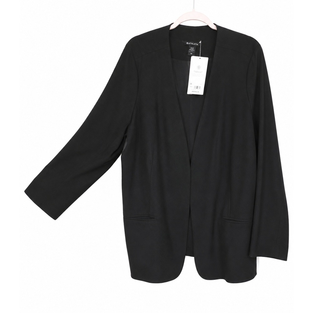NWT Athleta Avenues Blazer Black Open Front Technical Travel Jacket 982816 Sz 22